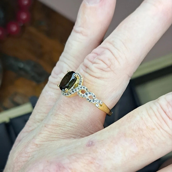 Chrome Tourmaline & White Ziron Halo Enfinity Style Ring. - Picture 4 of 9